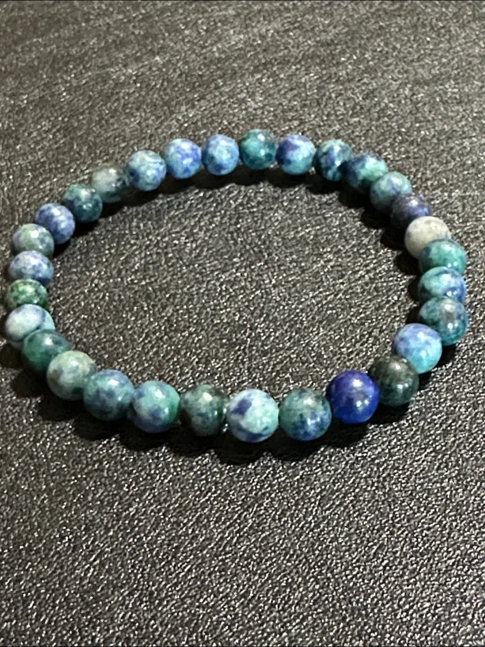 Azurite Malachite K2 Jasper Natural Stone Beaded Stretch Bracelet - 6.5mm